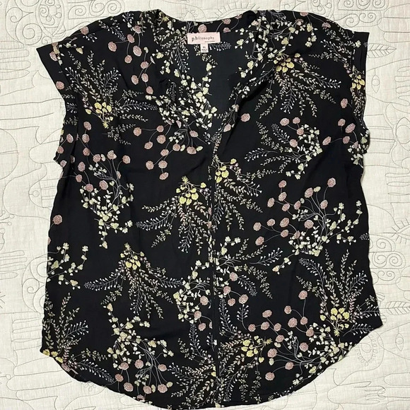 Philosophy Floral Black Top Size XL - Picture 2 of 10